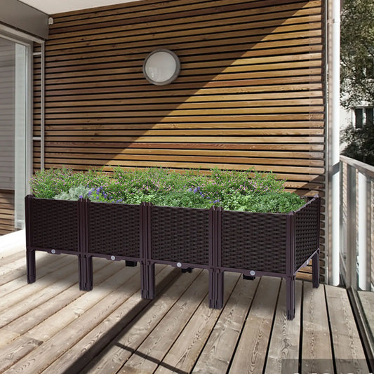 Outdoor Elevated Planter Box with Legs for Vegetable and Flower, Raised Garden