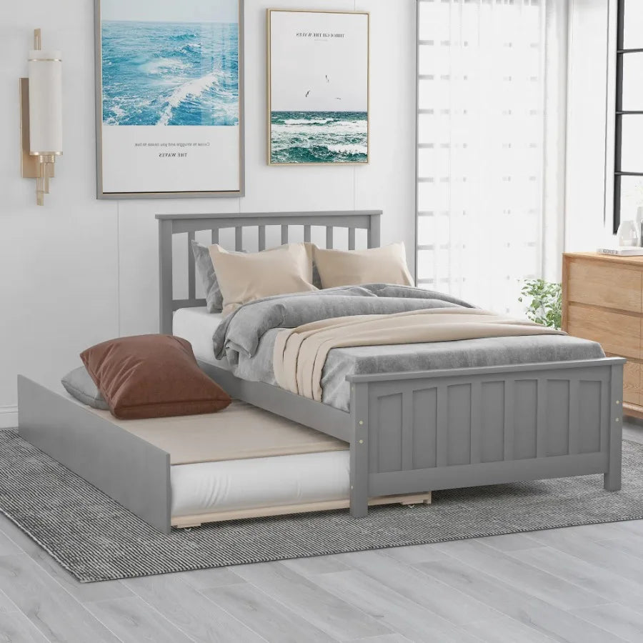 Twin size Platform Bed with Trundle