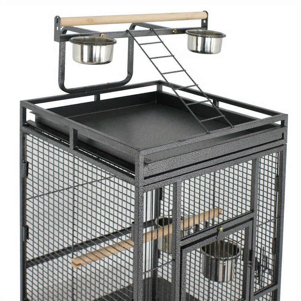 Bird cage steel top pet products for parrots with rolling brackets