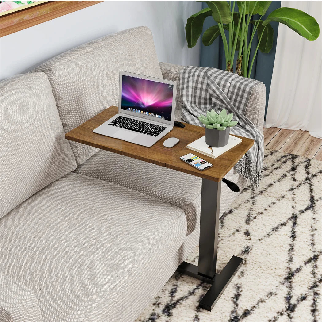 LUVODI Height Adjustable Mobile Over Bed Bedside Laptop Desk with Hidden Wheels Rolling Sofa Side Table