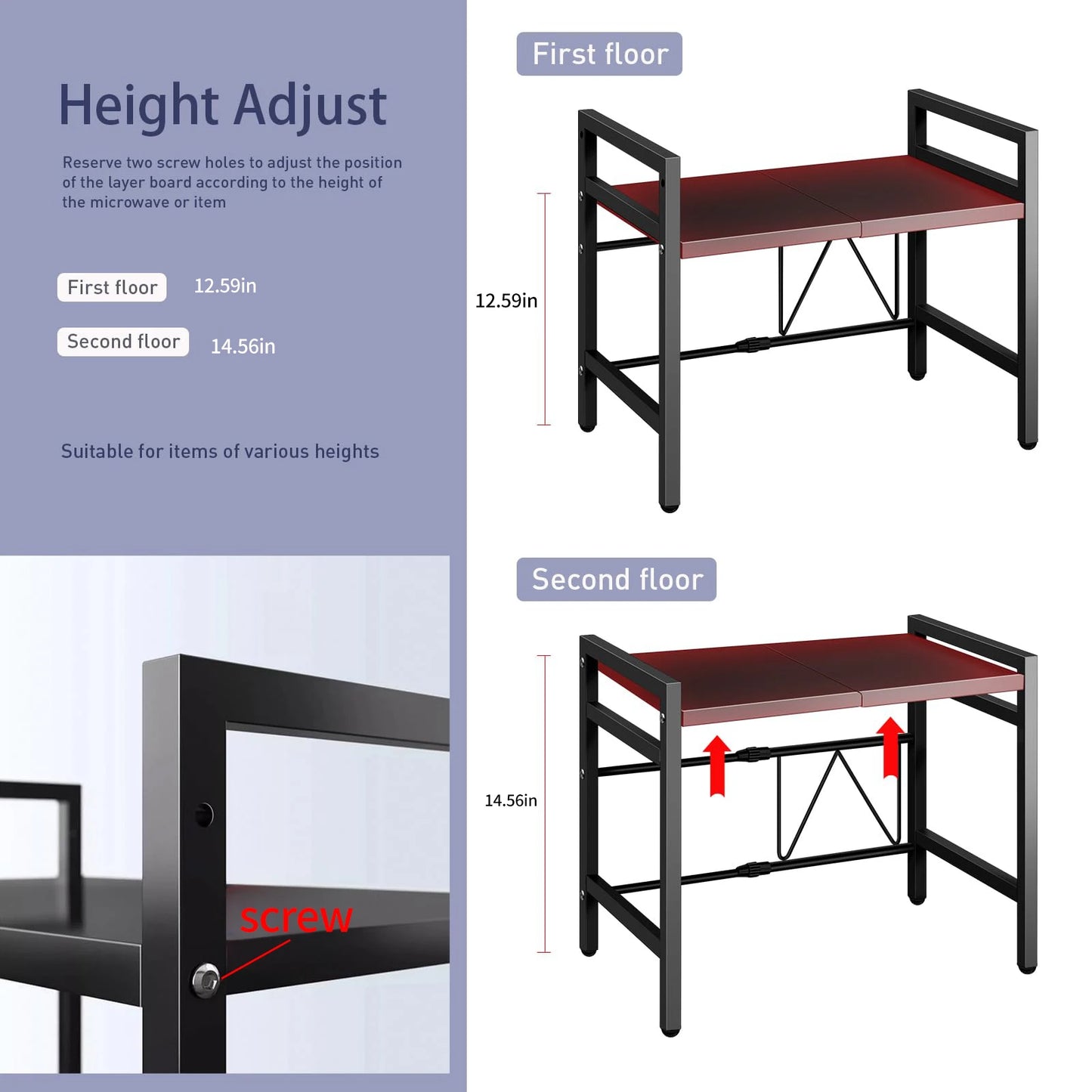 1pc Expandable 42-64cm Microwave Shelf Organizer,