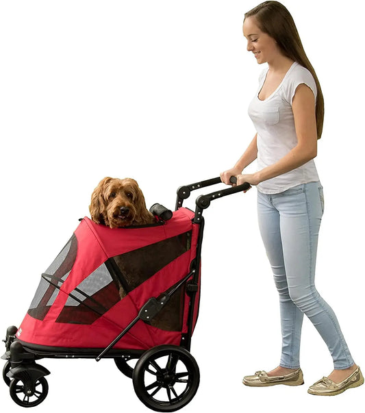 Pet Gear NO-Zip Pet Stroller with Dual Entry, Push Button Zipperless