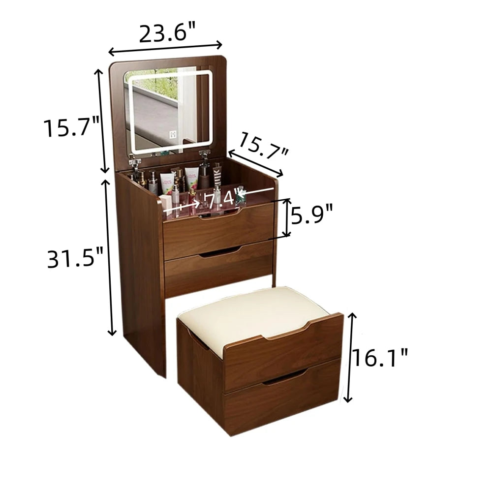 3 in 1 Vanity Desk with Plip Top Mirror