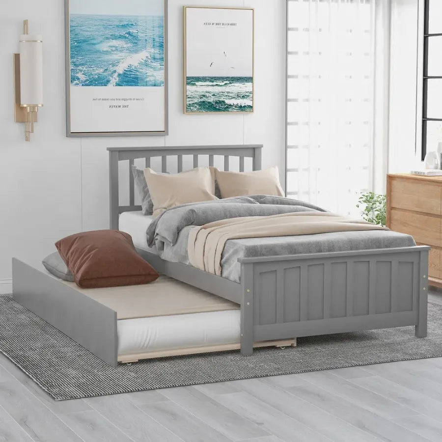 Twin size Platform Bed with Trundle