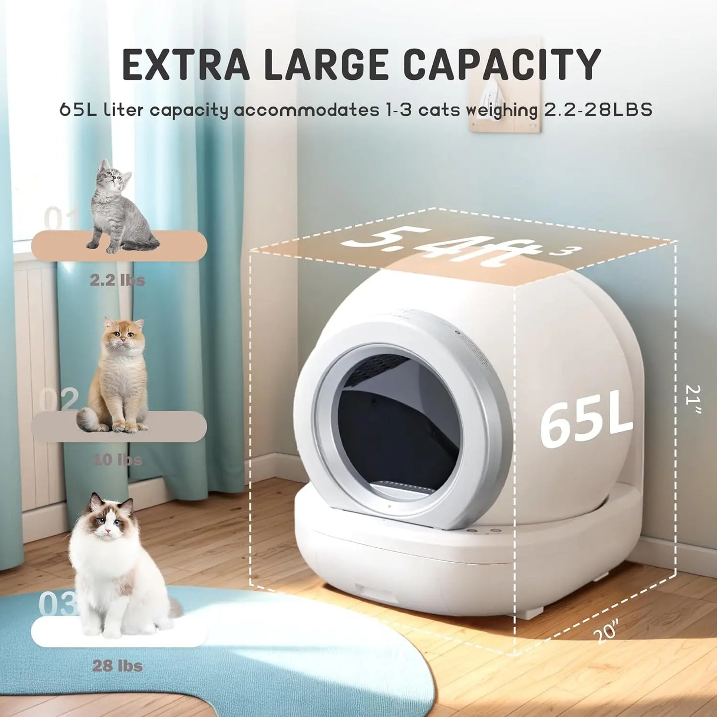 Self Cleaning Litter Box, Automatic Cat Litter Box Self Cleaning