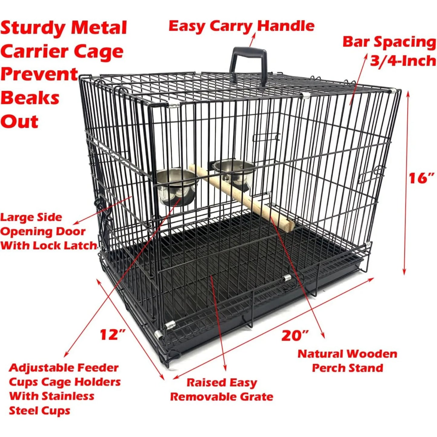 Travel Vet Bird Parrot Cage Carrier