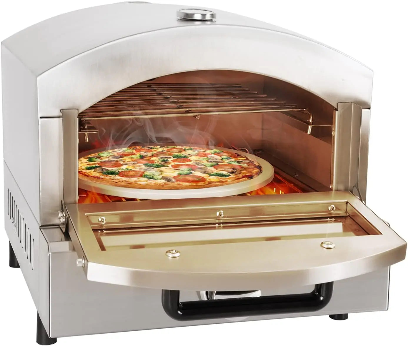 Gas Pizza Oven Countertop Stainless Steel Maker With 12 Inch Round Stone Portable Stove For Party Outdoor