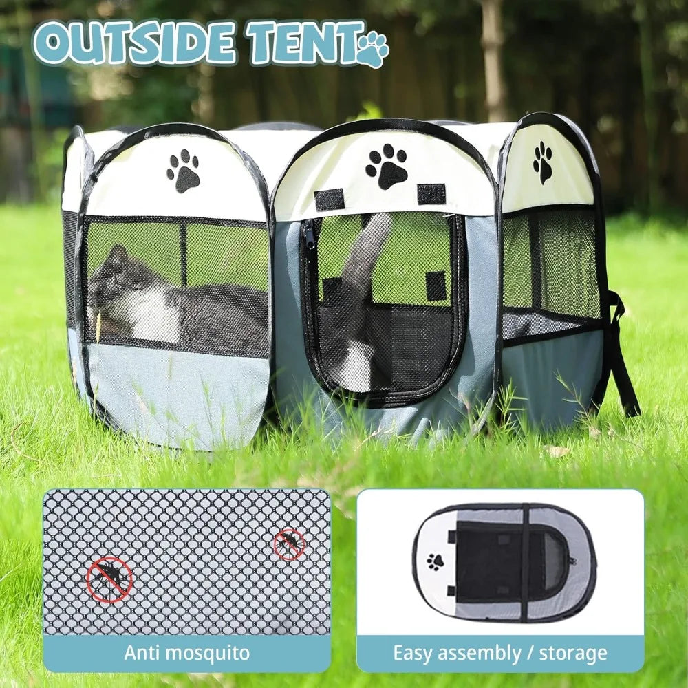 Portable Pet Playpen, Dog Playpen Foldable Pet Exercise Pen Tents Dog House Playground for Puppy Dog