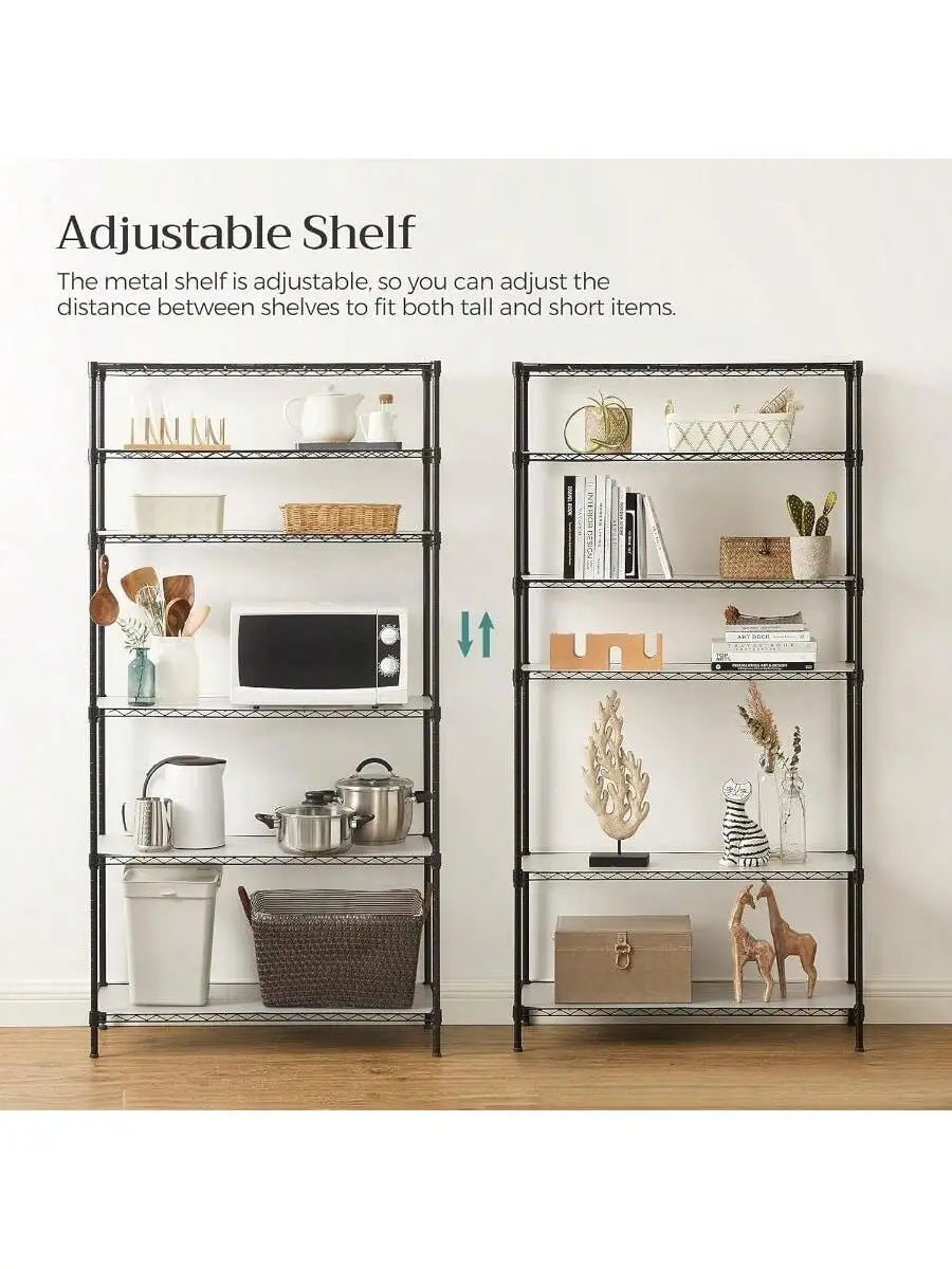 SONGMICS 6-Tier Storage Shelves, Wire Shelving Unit, Kitchen Metal Shelves, Storage Rack With Adjustable Shelves, Shelf Liner