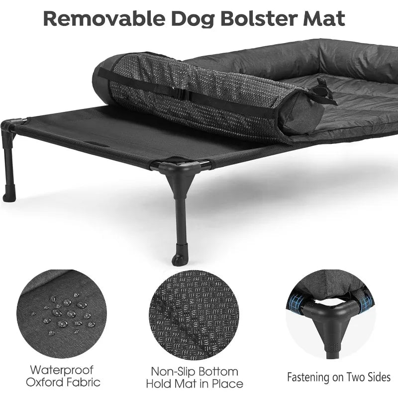 Cooling Elevated Dog Bed + Waterproof Removable Pillow-