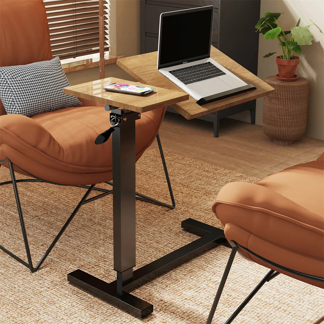 LUVODI Height Adjustable Mobile Over Bed Bedside Laptop Desk with Hidden Wheels Rolling Sofa Side Table