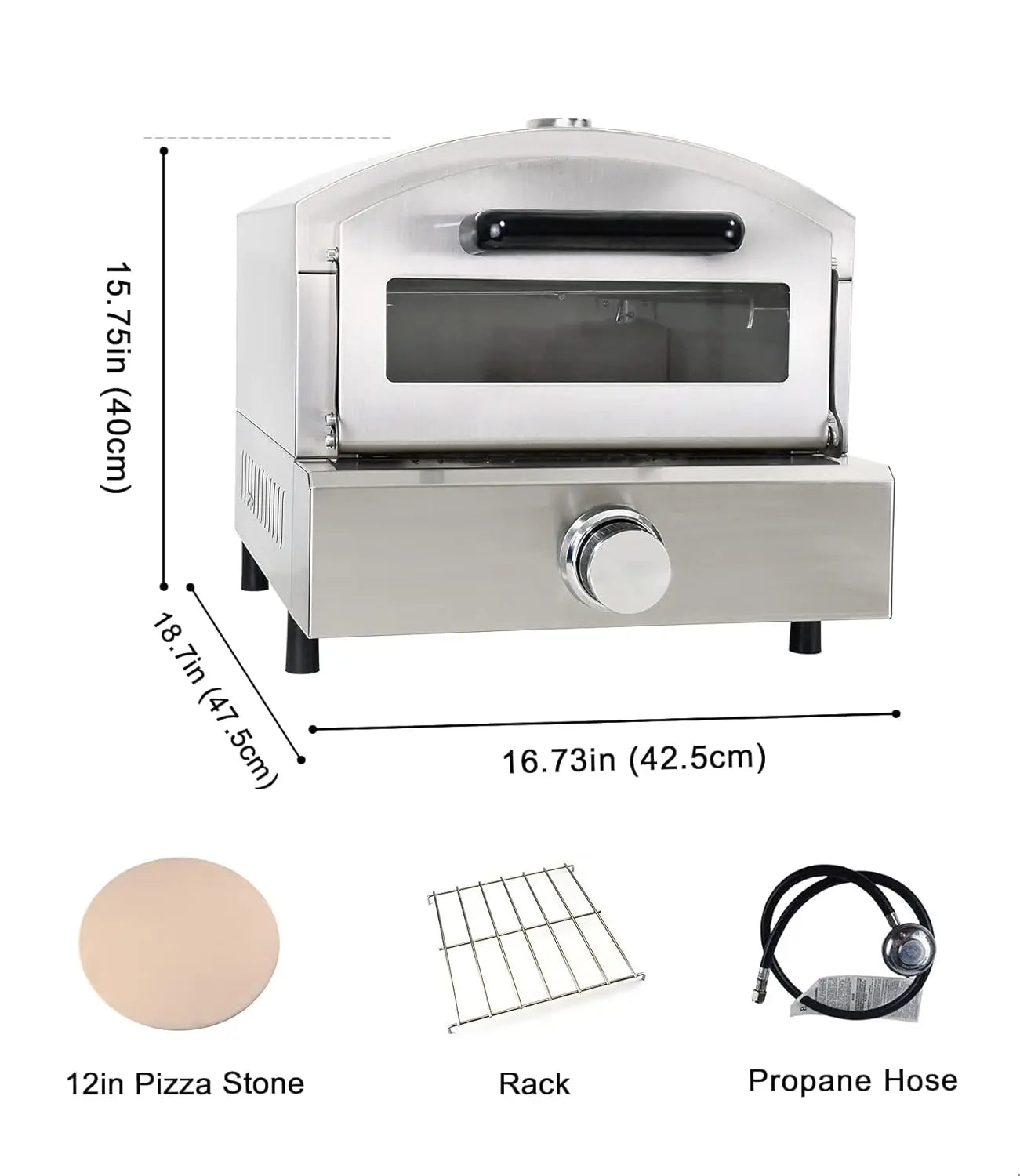 Gas Pizza Oven Countertop Stainless Steel Maker With 12 Inch Round Stone Portable Stove For Party Outdoor