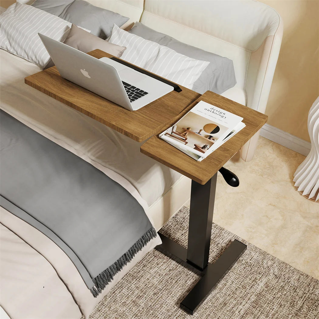 LUVODI Height Adjustable Mobile Over Bed Bedside Laptop Desk with Hidden Wheels Rolling Sofa Side Table