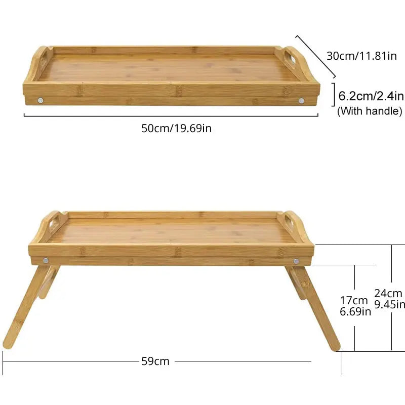 Portable Bed Table and Lap Tray Wood Foldable Folding Legs