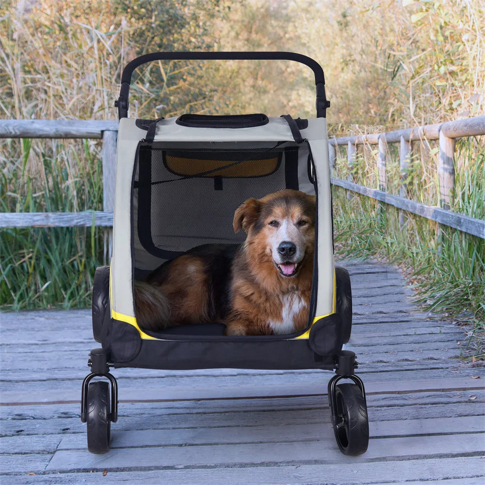 Extra Large Dog Stroller Buggy Portable 4 Wheels Dog Stroller with Breathable Mesh Window Adjustable Handle for Medium Large Dog