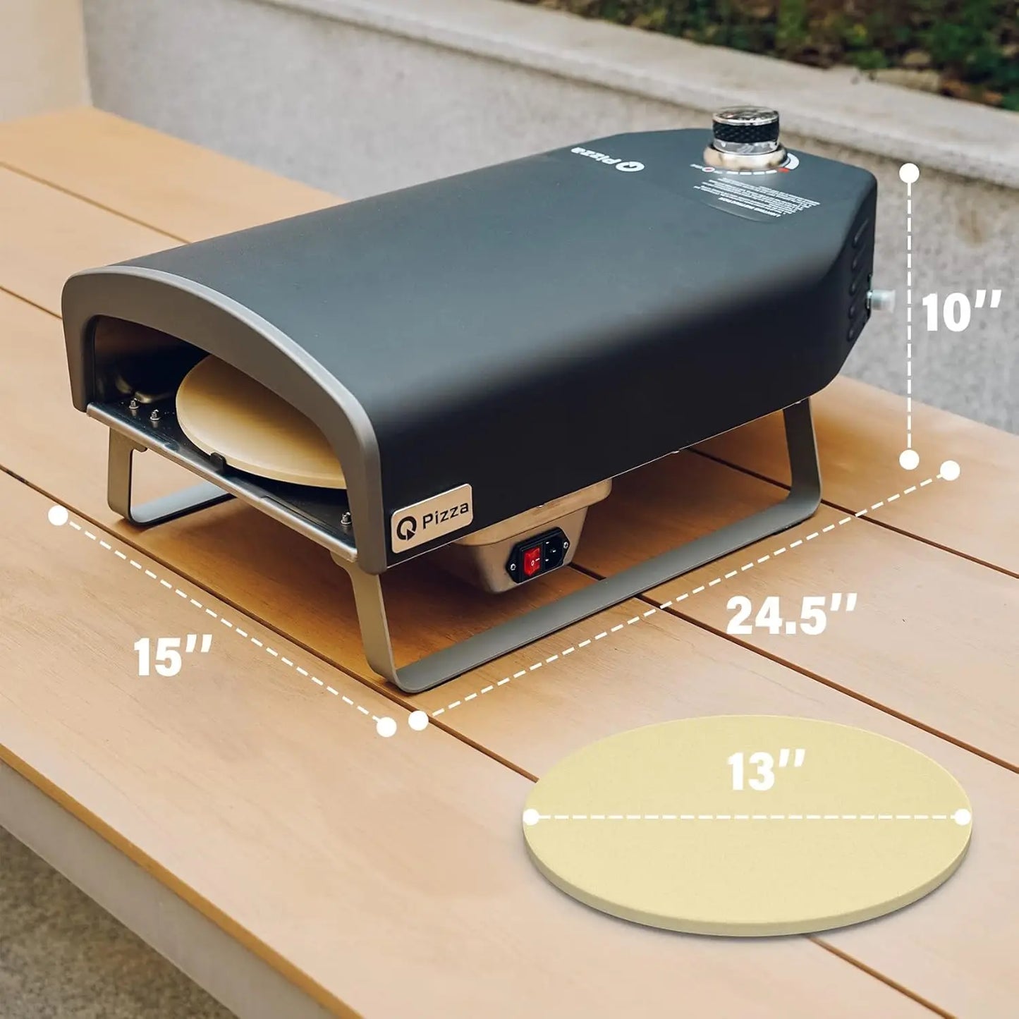 Q Pizza Gas Pizza Oven Portable Propane Oven With Automatic Rotating Stone For Outdoor Cooking, Portable Gas Oven