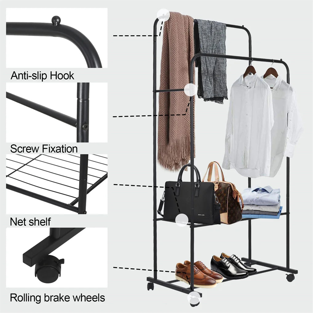 Heavy Metal Double Clothes Rail Hanging