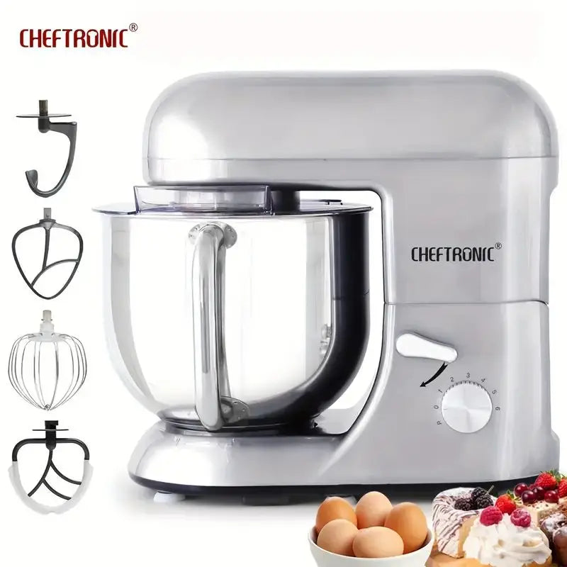 Cheftronic 6 Speed Stand Mixer with 7 Quart Stainless Steel Mixing Bowl,