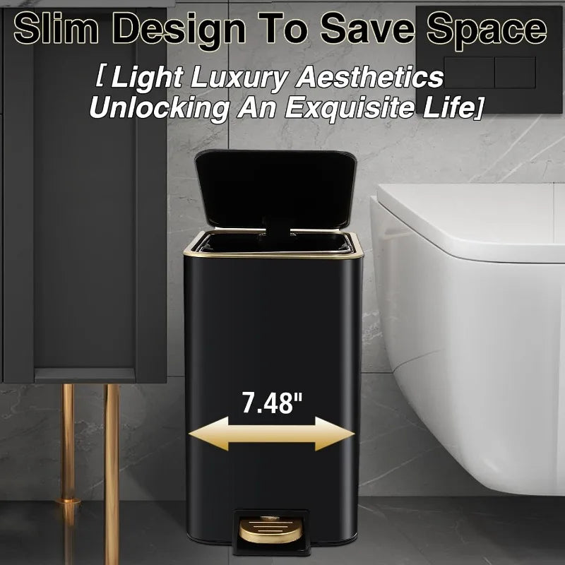 Black Bathroom Accessories Set 8 Piece Black and Gold