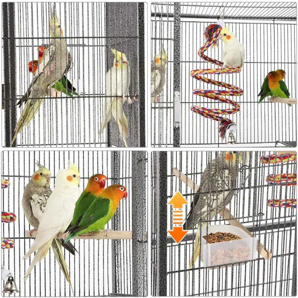 69-Inch Extra Large Bird Cage Metal Parrot Cage for Mid-Sized Parrots