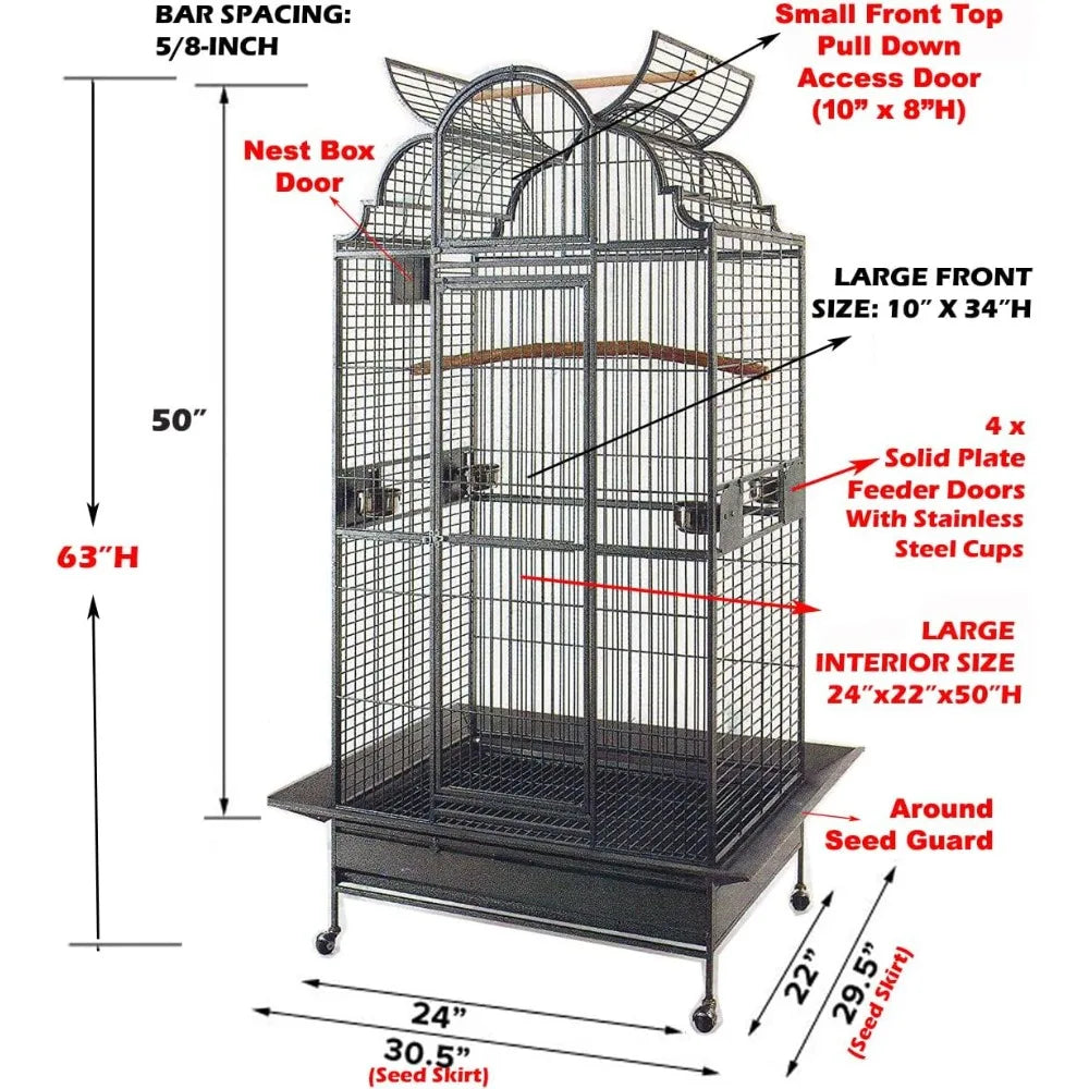 Large Stylish Play Dome Top bird Cage Including Stand