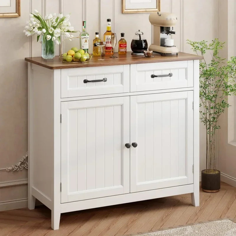 Kitchen Sideboard Buffet Cabinet, 32'' H Large Kitchen Storage Island