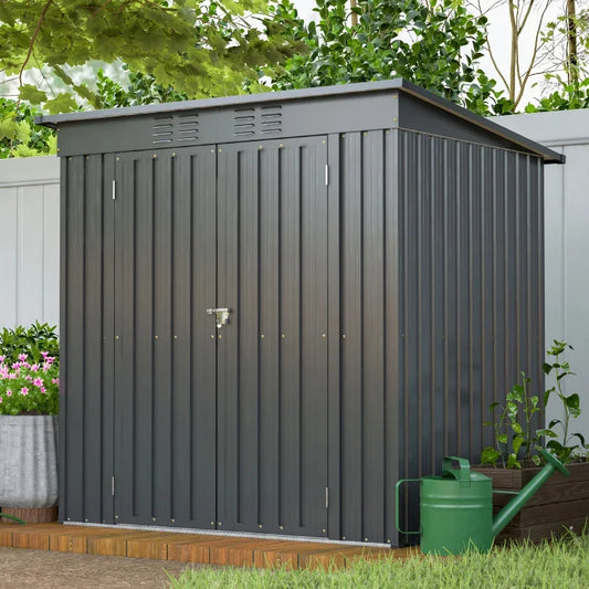 6'x4' Outdoor Metal Storage Shed For Garden Tools Lockable Door