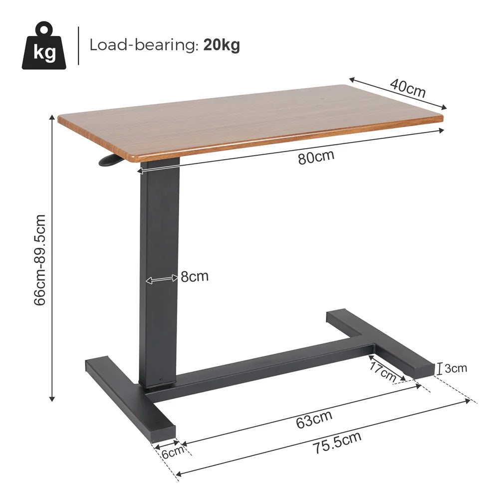 LUVODI Height Adjustable Mobile Over Bed Bedside Laptop Desk with Hidden Wheels Rolling Sofa Side Table