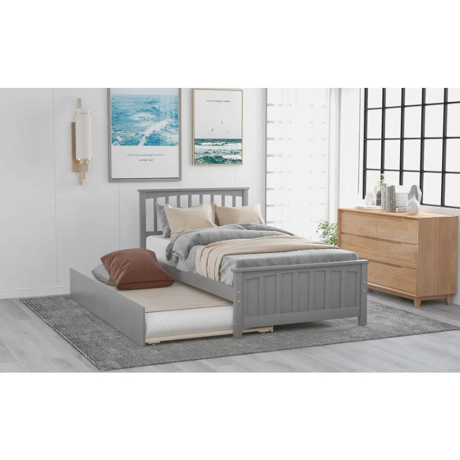 Twin size Platform Bed with Trundle