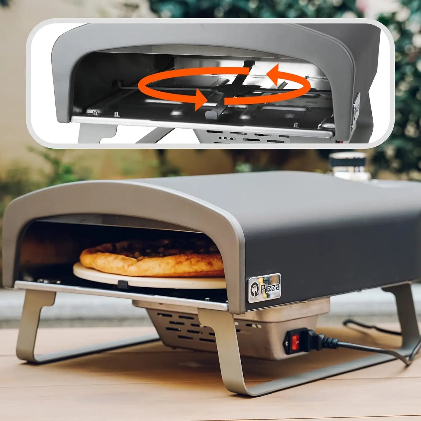 Q Pizza Gas Pizza Oven Portable Propane Oven With Automatic Rotating Stone For Outdoor Cooking, Portable Gas Oven