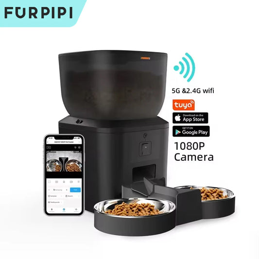 Automatic Dog Feeders with Camera 1080P HD 5G WiFi Pet Feeder