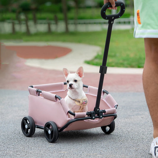 4 Wheels Lightweight Foldable Dog Teddy Stroller Dog Cat Pet Rolling Carrier