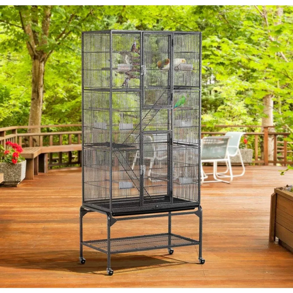 69-Inch Extra Large Bird Cage Metal Parrot Cage for Mid-Sized Parrots