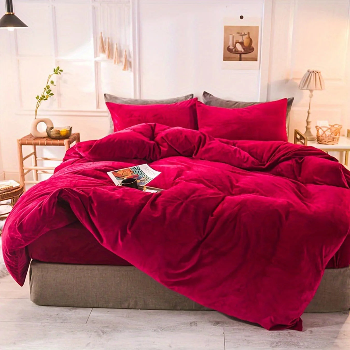 3pcs Velvet Duvet Cover Set - Soft, Warm, Skin-Friendly