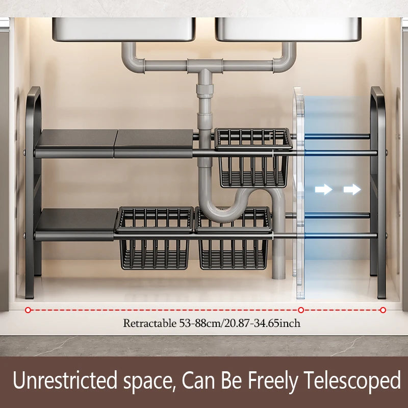 1 Set Multipurpose Expandable Cabinet Shelf Rack,