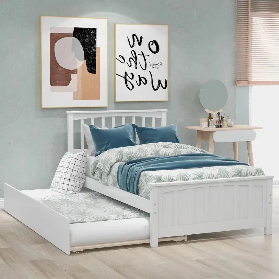 Twin size Platform Bed with Trundle