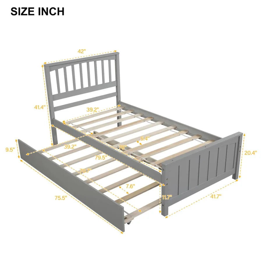 Twin size Platform Bed with Trundle