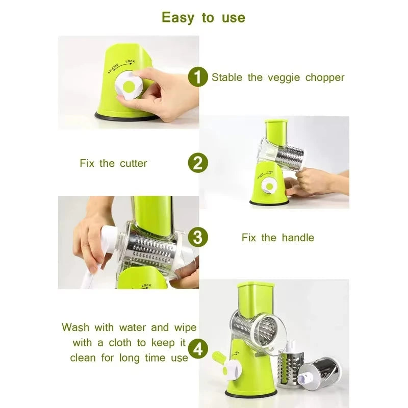 stainless steel manual rotating vegetable slicer